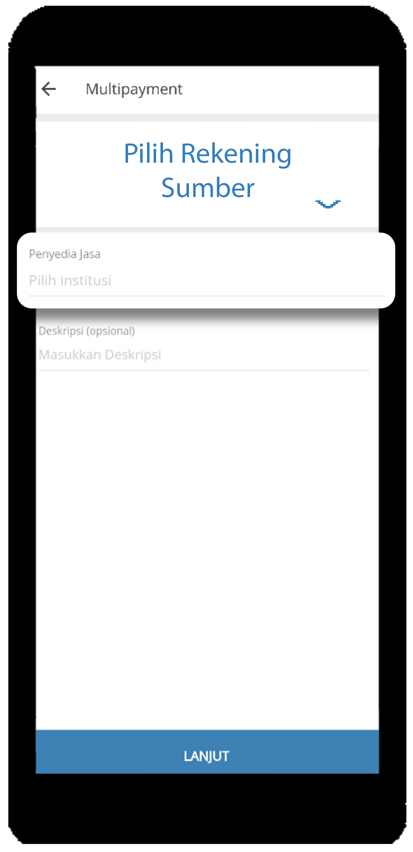 Livin' app sumber rekening dan penyedia jasa